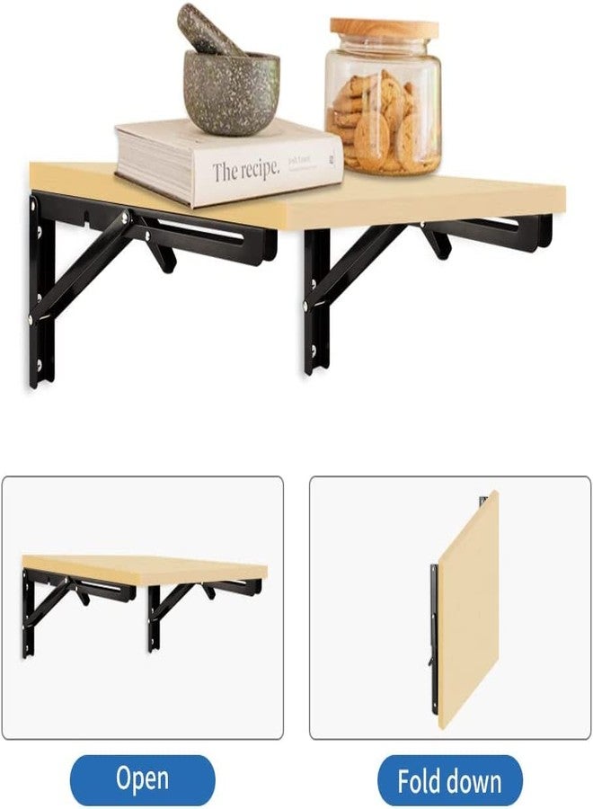 Rexmon Sturdy Folding Shelf Brackets - Heavy Duty Black Metal Triangle Table Bench Folding Shelf Bracket 20 CM, 2 Pcs Folding Shelf Hinge Wall Mounted, Max Load 40 KG - Image 2